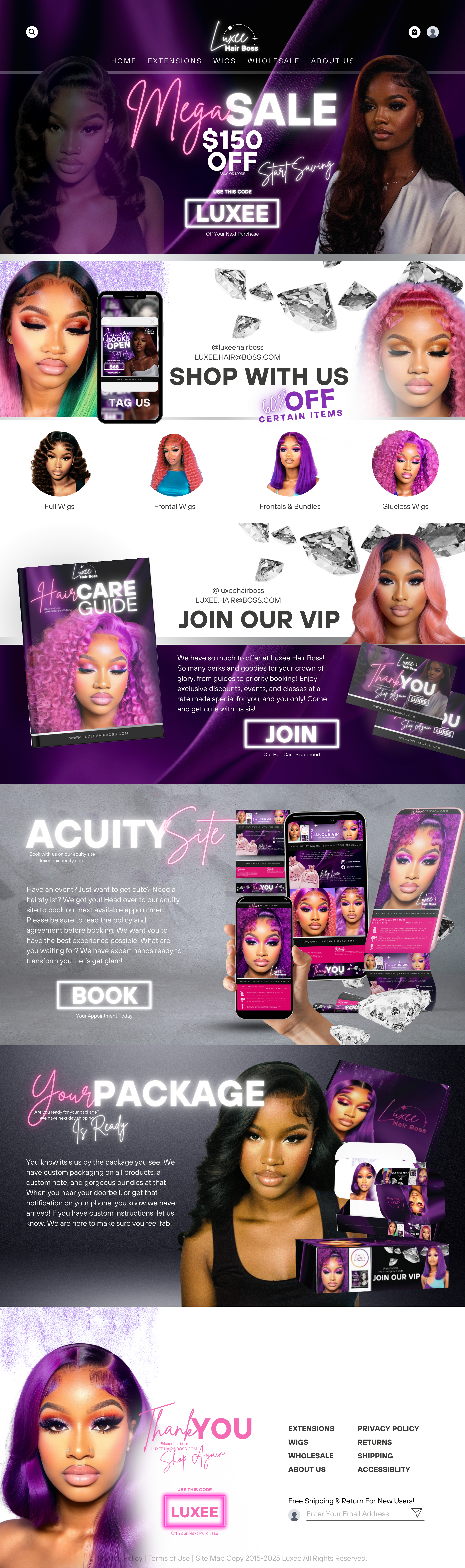 LUXEE Mega wireframe concept